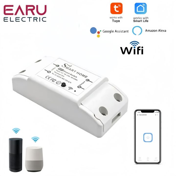 WiFi 10A DIY Mini Smart Light Switch Breaker Module Voice Wireless Remote Control for Alexa Google Home