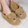 Winter Cute Cat Plush Slippers Women Indoor Comfortable Quiet Soft Sole Floor Slides Couples Winter Warm Fuzzy House Sandals.
