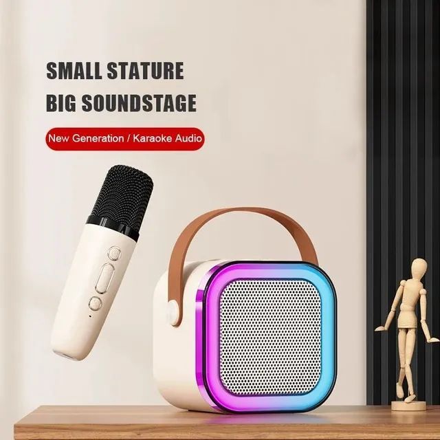 K12 Dual Microphone Karaoke Bluetooth Speaker RGB Light Two 5W Speakers Sound Subwoofer Boombox Support Multiple Input Modes