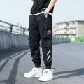 Summer thin style quick-dry sports loose foot-binding fashion brand men's nine-cent trousers. 