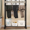 Stainless steel double bar clothes rack, 2 bar clothes drying rack with wheels easy to move. 