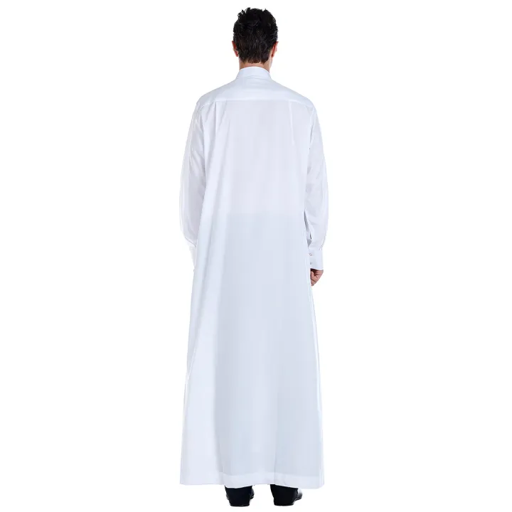 TH815%20Men's%20Muslim%20Islamic%20Men%20Long%20Sleeves%20Pure%20Color%20Button%20Robe%20%20Ramadan%20Eid%20Jubba%20Thobe%20-%20Image%202