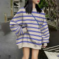 Ladies Spring Summer 2026 New Blue Stripes Sweatshirt Comfortable Casual Streetwear Fashion Women's Hoodie. 