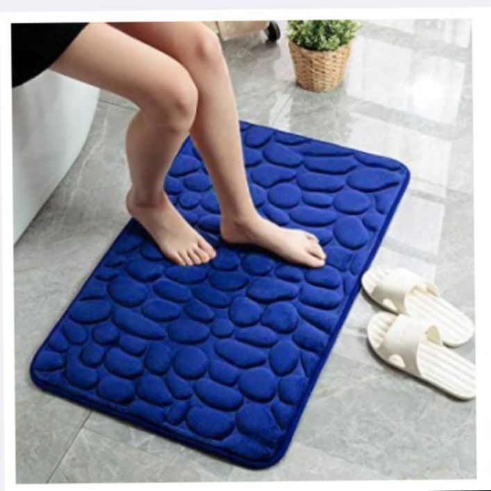 Absorbent velvet memory foam bath mat 15 x 23 Inch Pebble Embossed Washable & Anti Slip Floor Mat, Room Mat, Bath Room Toilet Mat, Decoration Area Rug