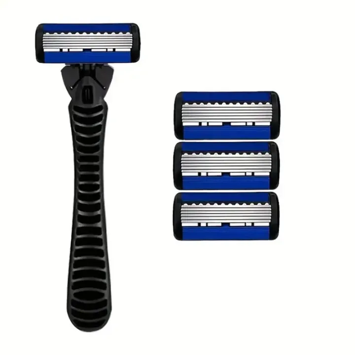 1%20Handle%20+%204%20Blades%20Manual%20Hair%20Shaver%20Razor%20For%20Men%20With%206%20Layer%204%20Pcs%20Blade%20Set%20With%20Cleaning%20brush%20-%20Image%203