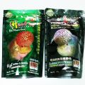 Set Okiko flowerhorn food 3 formulas M Platinum, Head Up, Quick Floating Pellets! 100 g pack. 