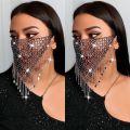 Shiny Rhinestone Face Mask Bling Tassel Veil Mask Reusable Metal Crystal Belly Dance Face Veil Sequins Masquerade Party Jewelry. 