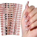 120pcs Medium Square French Press on Nail Brown Pink Base Colors Matte Fake Gel Nail Tips Fit Woman Girls Acrylic False Nails. 