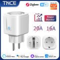 TNCE Tuya Wifi Plug 20A Smart Socket EU Power Monitor Remote Control switch Smart Life APP Works with Alexa Googl Home Alice. 