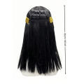Black Straight Synthetic Wig Snake Bead Tassel Cleopatra Egyptian Queen Halloween Cosplay Ancient Egypt Party Costume Hairpiece. 