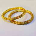 Gold Plated Bangle Set for Women 2 Piece Traditional Churi Design.