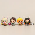Demon Slayer 4 Pcs Chibi Figural Keychains 4.5cm PVC Tanjiro Nezuko Zenitsu Inosuke Pendant Bag Car Accessory For Anime Fans. 
