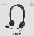Logitech H111 Wired Headset, Stereo Headphones with Noise-Cancelling Microphone, 3.5 mm Audio Jack, PC/Mac/Laptop/Smartphone/Tablet - Black. 