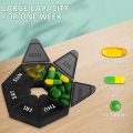 Weekly 7-day Pill Organizer Portable Travel Pill Box Multifunctional Small Medicine Case Black. 