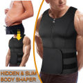 Men Neoprene Sauna Zipper Waist Trainer Corset Vest Belly Trimmer Compression Body Shaper Shirts Slimming Belt Faja Shapewear.
