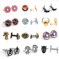 16 Styles Men's Cufflinks Superhero Movie Design High-Quality Alloy Material Black Cufflinks.
