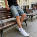 Men's Summer American High Street Denim Shorts Slim Fit 5-Point Casual Mid Pants Fashion Y1Y2 Style Cross-Border Hot Sale.