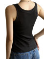 Women Square Collar Wide Straps Fitness  Knitted Tank Top Camisole Solid Color Breathable Cool Vest Summer Trend Tops Female. 