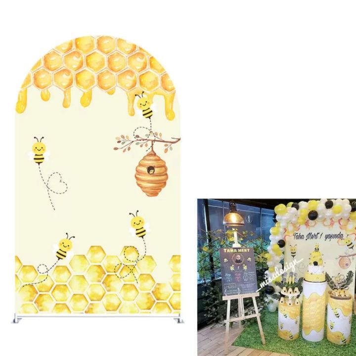 VIKAMA%20Bee%20Arch%20Background%20Elastic%20Cover%20Children's%20Birthday%20Party%20Decoration%20Holiday%20Baby%20Shower%20Decoration%20Background%20Prop%20-%20Image%203