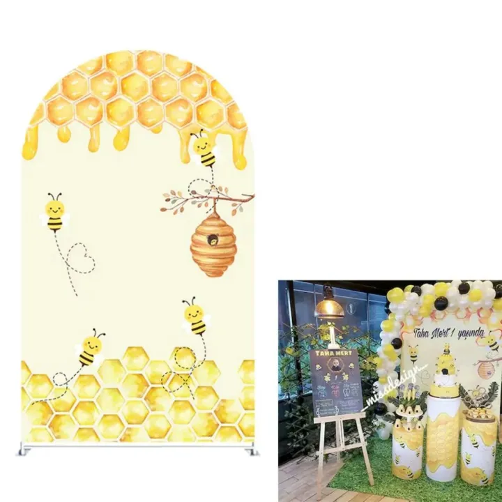 VIKAMA%20Bee%20Arch%20Background%20Elastic%20Cover%20Children's%20Birthday%20Party%20Decoration%20Holiday%20Baby%20Shower%20Decoration%20Background%20Prop%20-%20Image%203