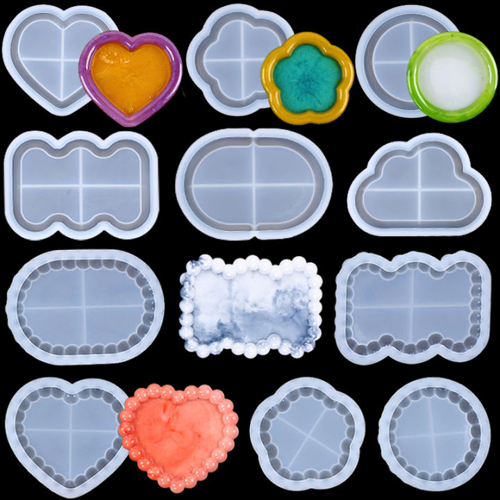 Storage Tray Silicone Mold Heart Round Cloud Flower Gourd Dish Plate Coaster Jewelry Tray Casting Epoxy Resin Mold Home Decor