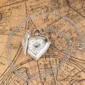 Stylish romantic heart-shaped diamond quartz women's necklace pocket watch souvenir for girls.