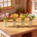 1 Dollhouse Miniature Flower Glass Vase: 1/12 Mini Simulation Flower Plant Vase Decorative Model.