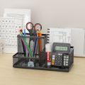 Black Mesh Desk Organizer - 3-Tier Storage with Pencil Holder & Baskets,Office Supplies Organizer for Desktop, Home & School Use.