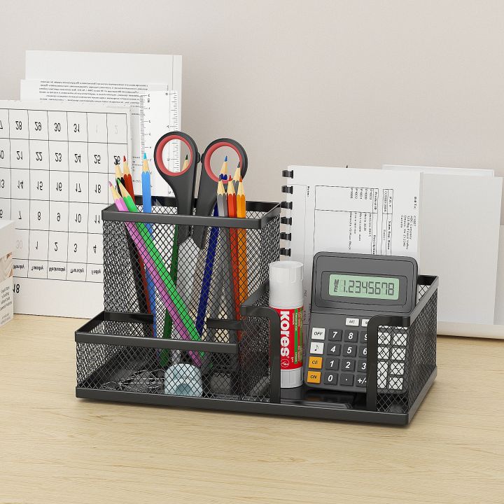 Black%20Mesh%20Desk%20Organizer%20-%203-Tier%20Storage%20with%20Pencil%20Holder%20&%20Baskets,Office%20Supplies%20Organizer%20for%20Desktop,%20Home%20&%20School%20Use%20-%20Image%207