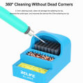 RELIFE RL-599C Solder Tip Cleaner 3-IN-1 Steel Brush/Copper Wire Ball/Sponge Welding Soldering Iron Tips Cleaning Tools.