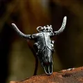 Black Fashion Vintage Animal Skull Necklace Stainless Steel Cow Head Pendant For Men Unique Amulet Jewelry Gift Dropshipping. 