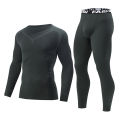 2 Pcs Autumn/Winter Men's Sports and Leisure Warm Underwear Set Comfortable Large Stretch Athlete Round Neck Top Versatile Pants.