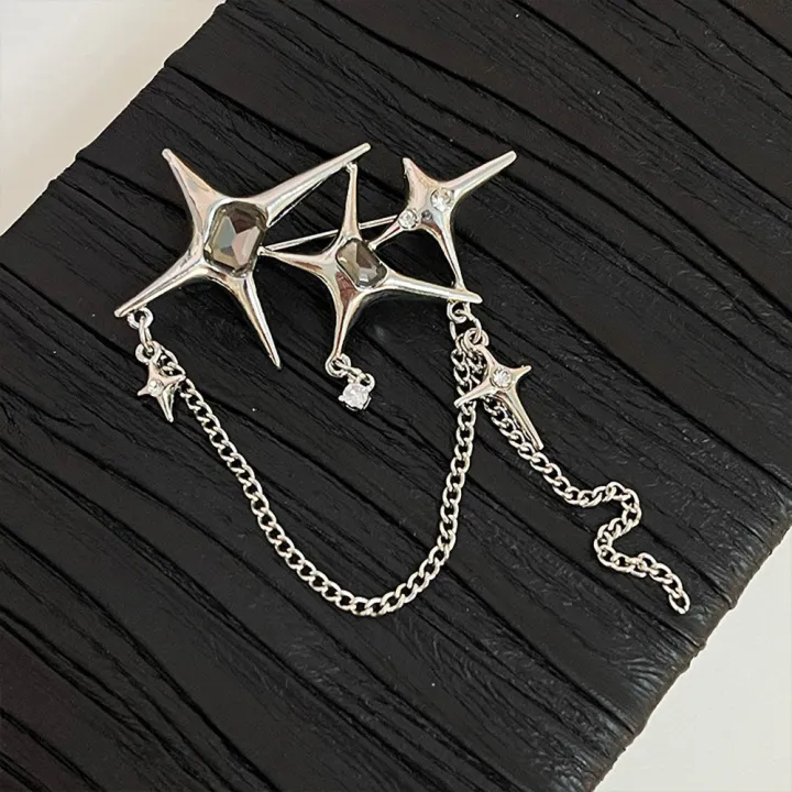New%20Four-Pointed%20Star%20Pins%20Brooch%20Trendy%20Rhinestone%20Inlaid%20Long%20Chain%20Stars%20Tassel%20Badge%20Lapel%20Pin%20Jewelry%20Collar%20Accessory%20-%20Image%203