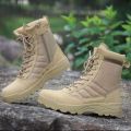 Tactical Boots Combat Swat and Tactical Shoes Camel / Khaki Long Shoes, Swat Original Hiking, army long Duty Boot. 