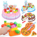 Children Pretend Goodies Play Simulated Kitchen Toys Plastic Cutting Food Kids Toy Object Cognition Boys Girl Birthday Gifts TMZ. 