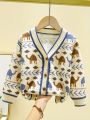 Boys' Cardigan Jacket Spring and Autumn Clothing Children's Sweater Knitwear New Trendy Children's Wear for Small and Medium-Sized Kids. 