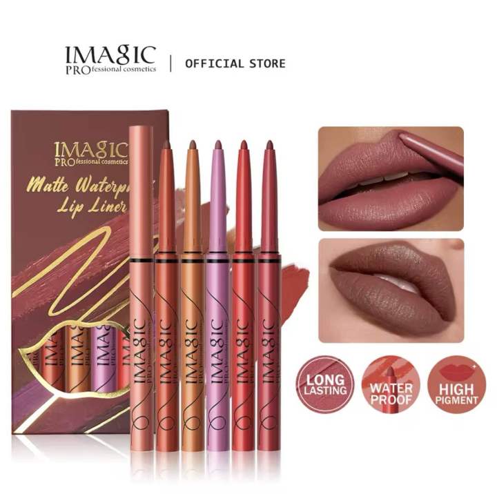 IMAGIC Lip Liner Pencil Set 6 Color/Set Shape Sculpt Weightless Precise Liner with Blendable Texture Matte Soft lipstick makeup