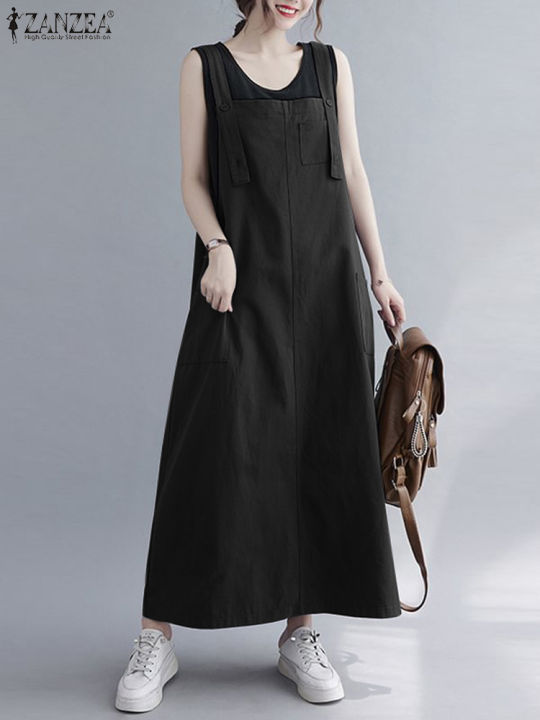 ZANZEA%20Women%20Sleeveless%20Maxi%20Dress%20Fashion%20Workwear%20Pockets%20Vestidos%202023%20Summer%20Adjustable%20Shoulder%20Straps%20Dresses%20Streetwear%20-%20Image%203