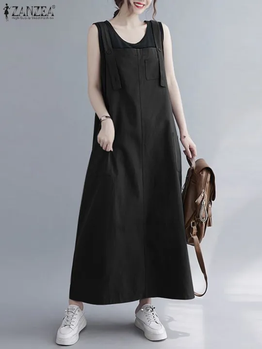 ZANZEA%20Women%20Sleeveless%20Maxi%20Dress%20Fashion%20Workwear%20Pockets%20Vestidos%202023%20Summer%20Adjustable%20Shoulder%20Straps%20Dresses%20Streetwear%20-%20Image%203