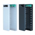 Battery Power Bank Box, 8 x 18650 Battery Power Bank Shell Case Box, Double USB Port, LCD Display, LED Display, Battery Charging Case (White). 