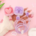 Charger Protector Cable Organiser for iPhone 16 British Standard Plug 18/20W Charging Cute Bow Tie Cover Management Cord Winder.