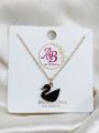 beautiful swan duck necklace with gold chain for girls and woman. 