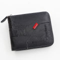 Men's Wallet Made of PU Wax Oil Skin Purse for Men Coin Purse Short Male Card Holder Wallets Zipper Around Money Coin Purse. 