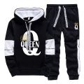 King Queen Printing Mens Womens Tracksuit Hot Sales Casual Hooded Sweatshirts Sweatpants 2 Pcs Set Home Street Couple's Clothing. 