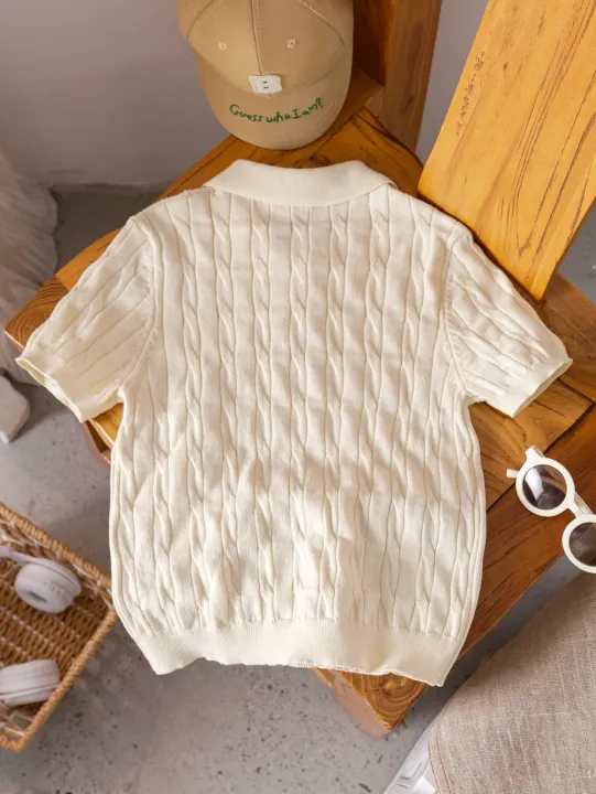 Boys'%20casual%20style%20solid%20color%20Fried%20Dough%20Twists%20polo%20shirt%20short%20sleeve%20thin%20sweater%20pullover%20sweater%20-%20Image%203