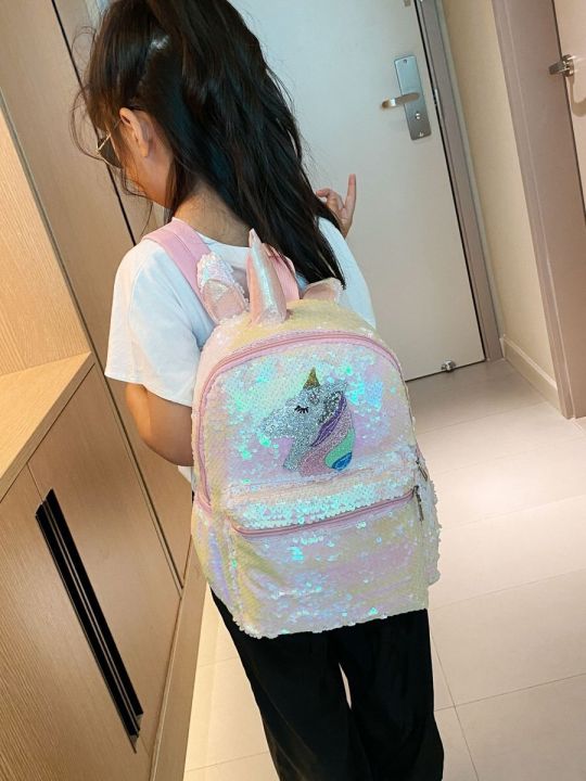 Glitter%20Unicorn%20Sequin%20Backpack%20for%20Girls%20-%20Cute%20Sparkly%20School%20Bag%20-%20Image%202