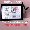 Premium Quality Custom Baby Born Photo Frame Certificate with Date Calendar and Personalized Design. 