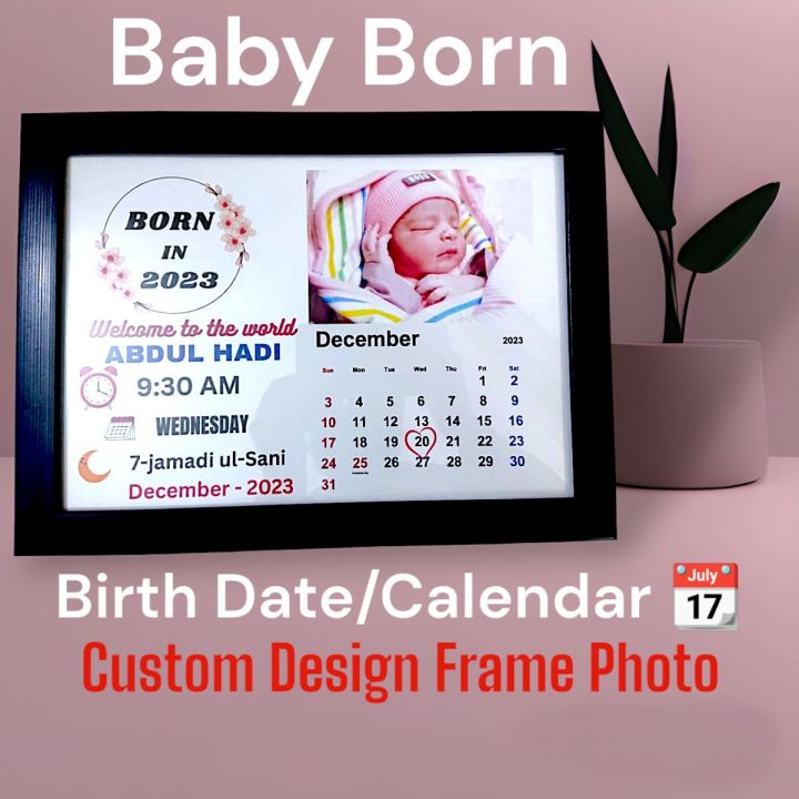 Premium Quality Custom Baby Born Photo Frame Certificate with Date Calendar and Personalized Design