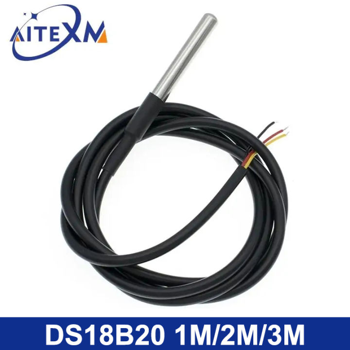 DS18B20 Temperature Sensor Stainless Steel Package 1M / 2M / 3M Waterproof 18B20 Cable Temperature Probe For Arduino