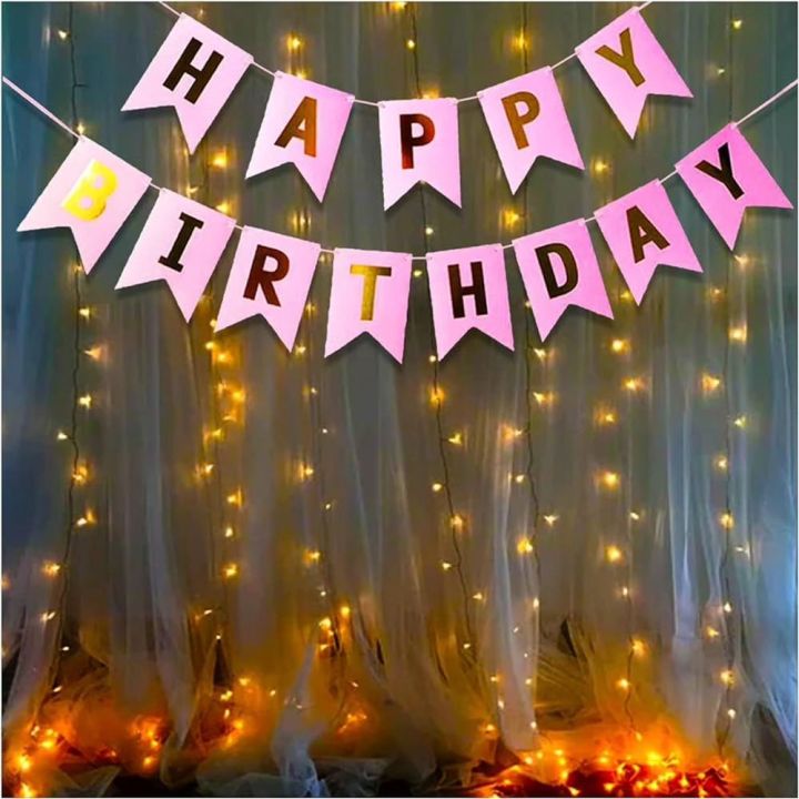 Happy Birthday Banner for Decoration, Wall Hanging Banner for Birthday Party